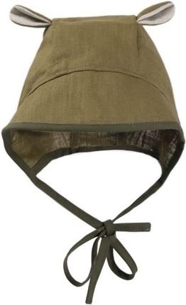Topmark Hi Little One bonetka niemowlęca z daszkiem i uszkami BOHO LEO Pickle roz M Pom Pom