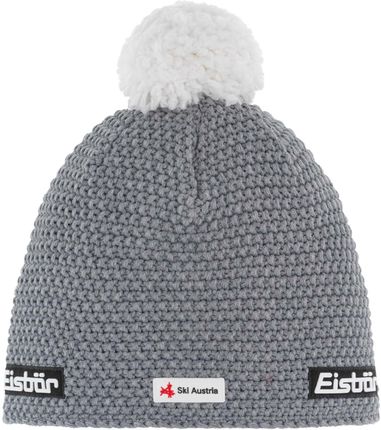 Czapka zimowa unisex z wełną merino Eisbar Jamie Pompon MU greyleme/white
