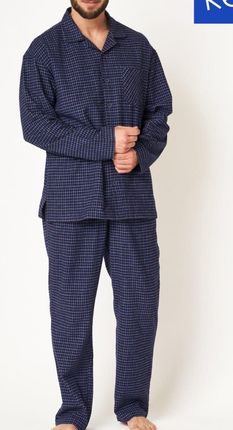 Flanelowa piżama męska KEY MNS 457 B24 3-4XL granatowa  (4XL)