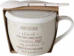 Boltze Kubek Porcelanowy Beżowy Z Pokrywką I Łyżeczką Z Napisem Bakery 600ml (2051931PATTERN2)