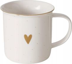 Boltze Kubek Porcelanowy Biały Złoty Ręcznie Malowany Wzór Serca Dilara 370ml (2055116PATTERN2)