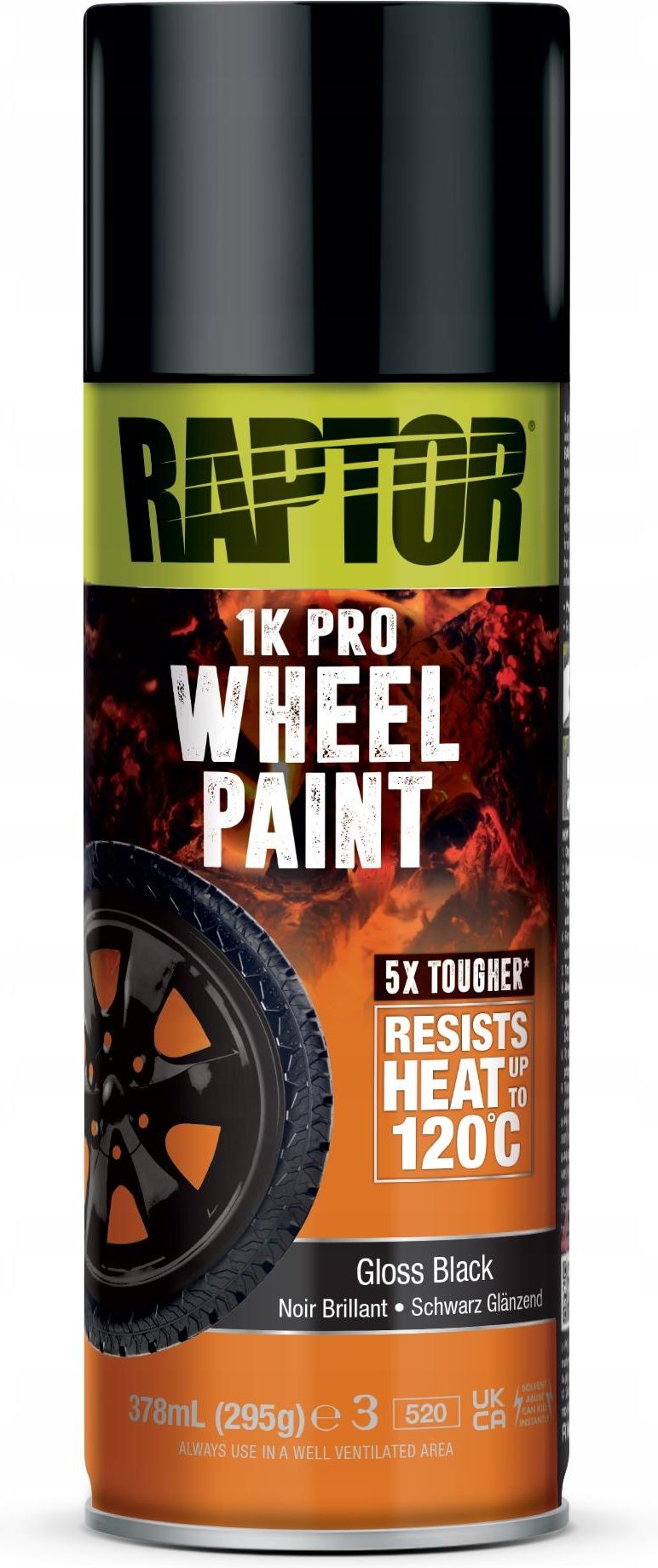 U-Pol Raptor Trwały Lakier Do Felg Czarny Połysk Spray 400ml 120°C ...