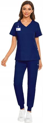 Komplet Medyczny Damski Scrub Uniform Model Cure Kolor Navy Blue Rozmiar S - zdjęcie 5