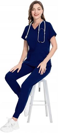 Komplet Medyczny Damski Scrub Uniform Model Cure Kolor Navy Blue Rozmiar S - zdjęcie 3