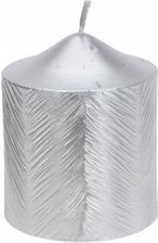 Home Styling Collection Świeca Dekoracyjna Metaliczna Srebrna Błyszcząca Ze Wzorem 5X6 Cm 13 H (ACC365600SILVER)