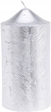 Home Styling Collection Świeca Dekoracyjna Metaliczna Srebrna Błyszcząca Ze Wzorem 7X14 Cm 53 H (ACC365620SILVER)
