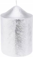 Home Styling Collection Świeca Srebrna Dekoracyjna Metaliczna Błyszcząca Ze Wzorem 7X10 Cm 35 H (ACC365610SILVER)