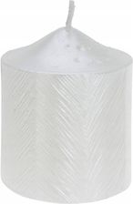 Home Styling Collection Świeca Dekoracyjna Metaliczna Błyszcząca Biała Ze Wzorem 5X6 Cm 13 H (8721037253062)