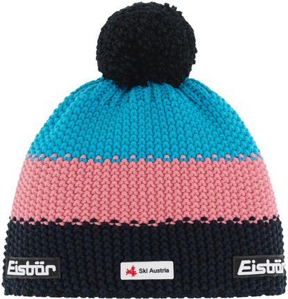 Czapka zimowa z wełną merino Eisbar Star Pompon MU SKA black/pink/blue