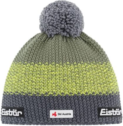 Czapka zimowa z wełną merino Eisbar Star Pompon MU SKA anthracite/yellow/green