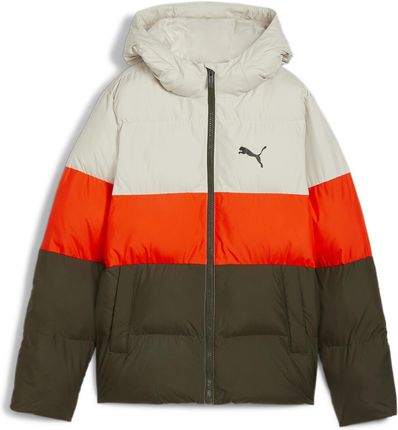 Młodzieżowa ocieplana kurtka z kapturem z poliestru PUMA Dark Olive Green