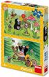 Dino Toys Czeski Krecik puzzle dla dzieci 4+ Krecik i Myszka w ogrodzie 2 x 48 elementów 381698