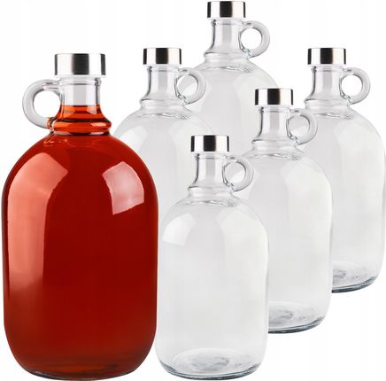 6x Butelka Galon na wino nalewki soki wodę do wina nalewek z zakrętką 2 L