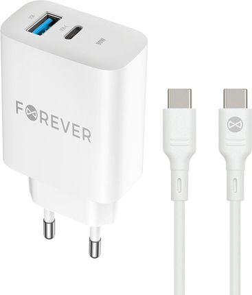 Forever Ładowarka Sieciowa Pd Qc Tc 07 1X Usb C 30W Biała Kabel Us - zdjęcie 2