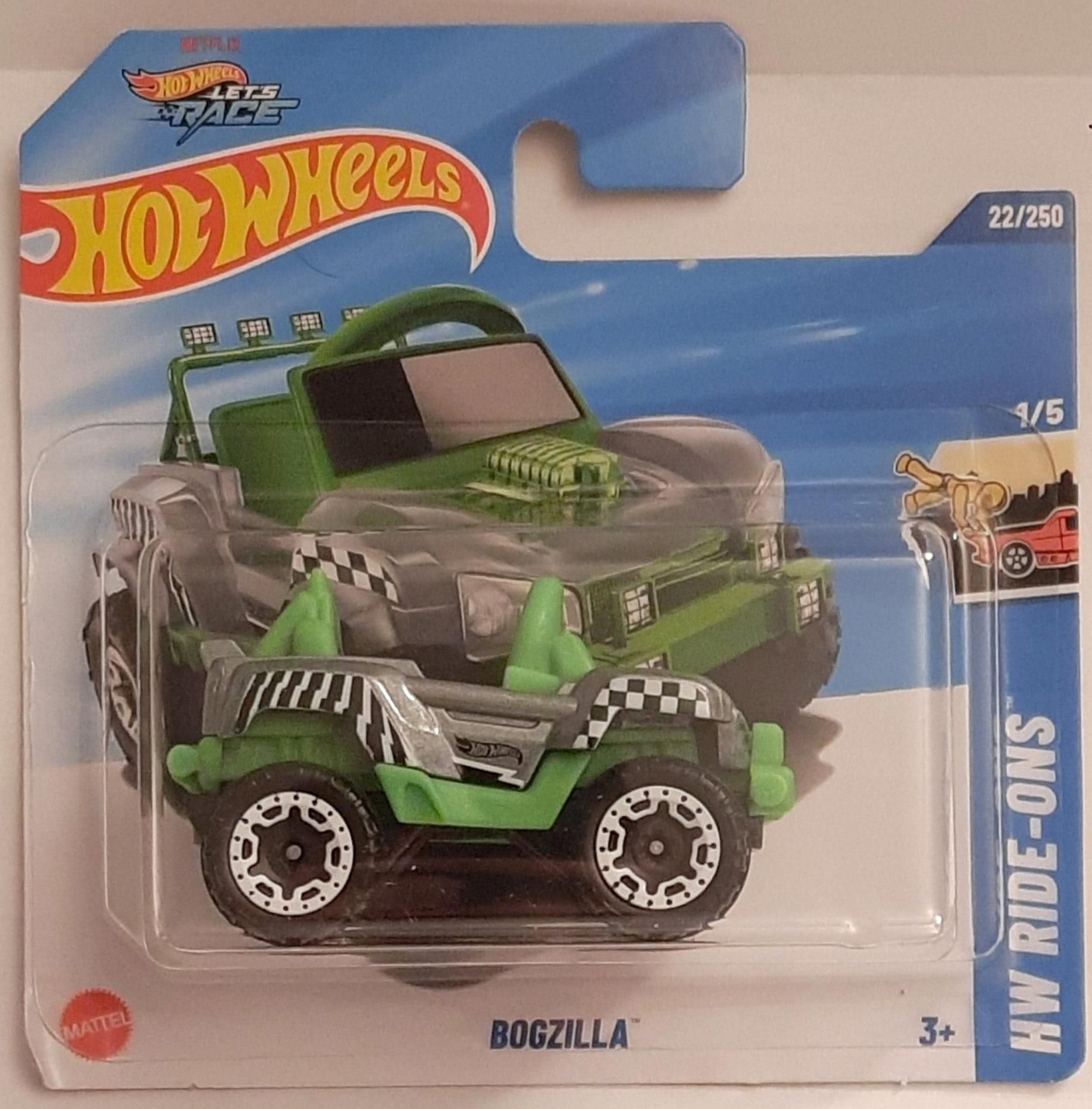 Hot Wheels 2022 BOGZILLA Tiger Shark Green - 16/250 HW Ride-Ons Collectible Car