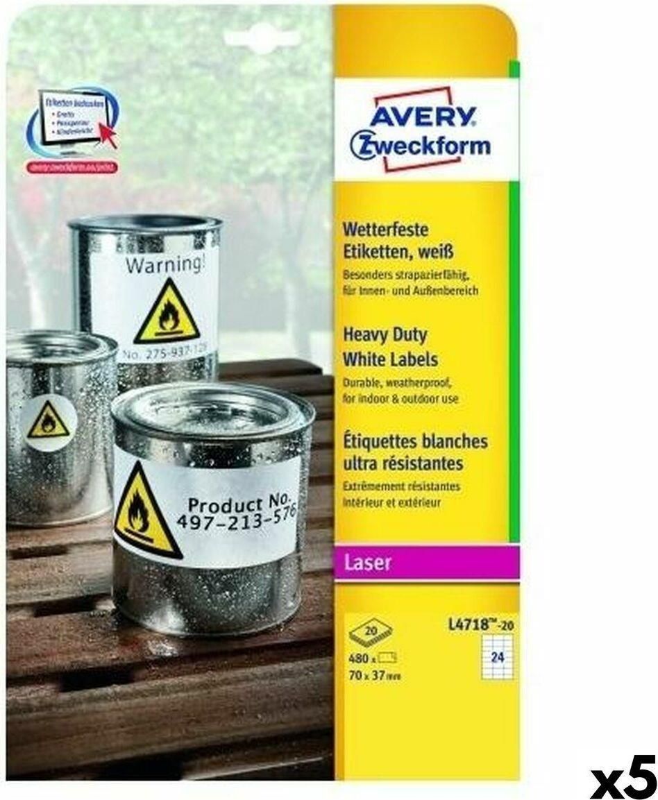 Avery printer labels l4718 20 sheets 99 1x139mm 5 units s8426149