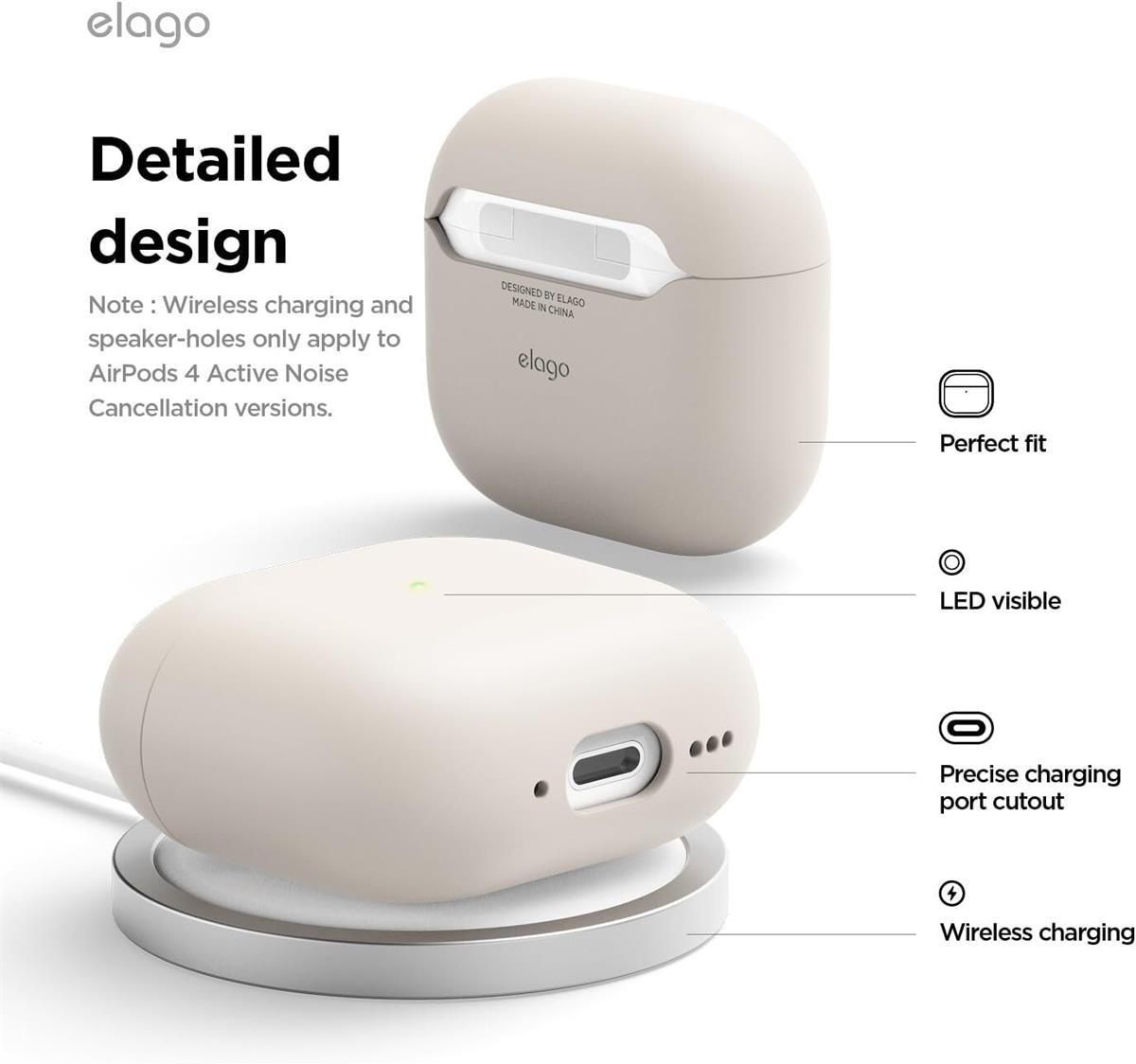 AirPods 4 アクティブノイズキャンセリング搭載 + elago ケース elago AirPods 4 SILICONE HANG CASE カラビナ付き シリコン