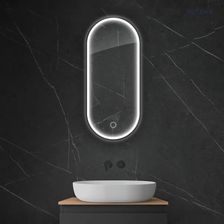 Zdjęcie Oltens Nordlis Lustro 40X90Cm Owalne Z Oświetleniem Led I Systemem Klarglas Czarny (64103300) - Kraków