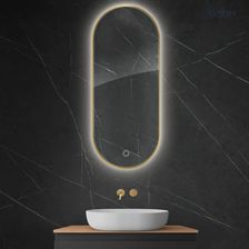 Zdjęcie Oltens Nordlis Lustro 50X120Cm Owalne Z Oświetleniem Led I Systemem Klarglas Złoty (64114800) - Kamień Krajeński