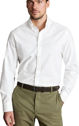 Charles Tyrwhitt Button-Down Collar Stretch Oxford Shirt — White - Slim fit | XL Casualowa oksfordska koszula Casualowe