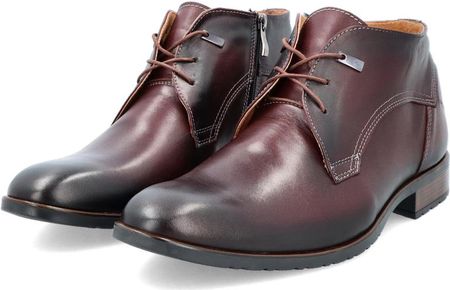 Eleganckie buty męskie zimowe - LEADER 084A-704 BORDOWE - zdjęcie 3