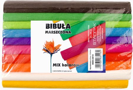 Starpak Bibuła Marszczona 25X200 Cm Mix Kolorów. Opakowanie 10 Rolek