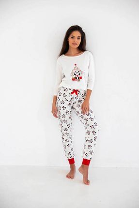 Piżama świąteczna Panda 3/4 (S, ecru)