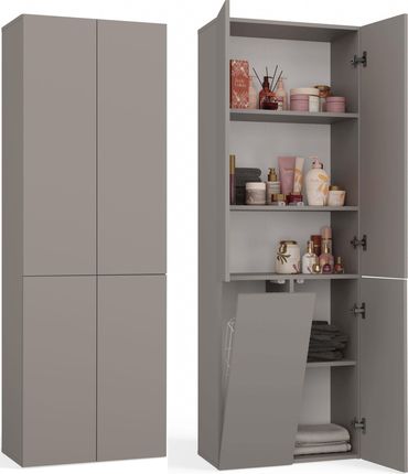 Topeshop Szafka Łazienkowa Słupek Nel Dd 1K Kosz Glina Szary