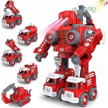 Regmag 5W1 Auto Robot Do Składania Świecący Dżwięki Dla Dzieci Koparka Dżwig Rs-01
