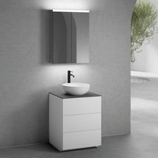 Neoro N50 Szafka 60Cm 3 Szuflady Umywalka 40Cm Biały Mat Z Szafką Z Lustrem (BN0064WM+BN0451WM+BN0401GR+BN0472MI)