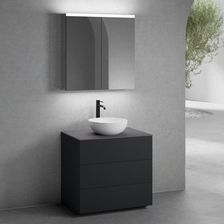 Neoro N50 Szafka 80Cm 3 Szuflady Umywalka 40Cm Biały Mat Z Szafką Z Lustrem (BN0064WM+BN0452BM+BN0402GR+BN0473MI)