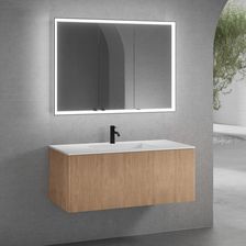 Neoro N50 Szafka 120Cm Z 1 Szufladą Z Profilowanym Frontem Dębowym Umywalka Z 1 Otworem Na Baterię Biały Mat Z Szafką Z Lustrem N60 (BN0100WM+BN0434PO