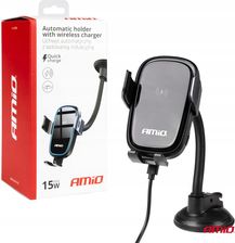 Zdjęcie Amio Uchwyt Do Samochodu Na Telefon Szybę Ładowarka Indukcyjna 15W Amio-03780 - Żywiec