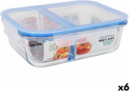 Quttin Hermetic Lunch Box 2 Compartments Rectangular 1,4l (6 Units) (S2231753)