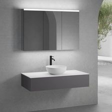 Neoro N50 Szafka 120Cm 1 Szuflada Umywalka 45Cm Biały Mat Z Szafką Z Lustrem (BN0106WM+BN0414GR+BN0404WH+BN0475MI)