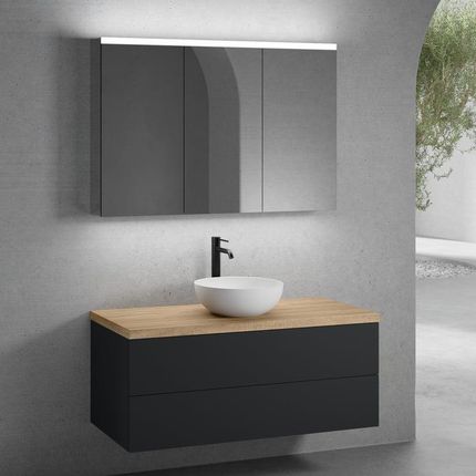 Neoro N50 Szafka 120Cm 2 Szuflady Umywalka 40Cm Biały Mat Z Szafką Z Lustrem (BN0064WM+BN0424BM+BN0404W1+BN0475MI)