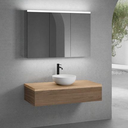Neoro N50 Szafka 120Cm 1 Szuflada Umywalka 40Cm Biały Mat Z Szafką Z Lustrem (BN0064WM+BN0414WL+BN0404W1+BN0475MI)