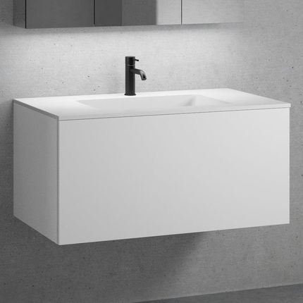 Neoro N50 Szafka 100Cm Z 1 Szufladą Umywalka Z 1 Otworem Na Baterię Biały Mat (BN0096WM+BN0433WM)