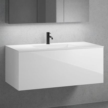 Neoro N50 Szafka 120Cm Z 1 Szufladą Umywalka Z 1 Otworem Na Baterię Biała (BN0100WH+BN0434WH)