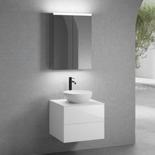 Neoro N50 Szafka 60Cm 2 Szuflady Umywalka 45Cm Biały Mat Z Szafką Z Lustrem (BN0106WM+BN0421WH+BN0401WH+BN0472MI)