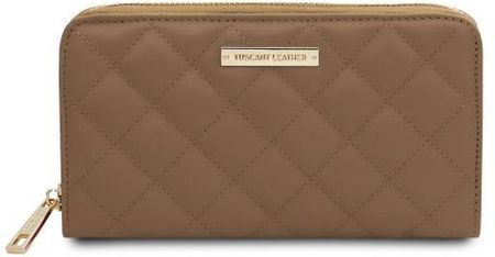 Tuscany Leather Penelope - ekskluzywny portfel z miękkiej skóry z zamkiem, kolor jasny taupe TL142316