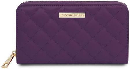Tuscany Leather Penelope - ekskluzywny portfel z miękkiej skóry z zamkiem, kolor purpurowy TL142316