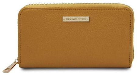 Tuscany Leather Eris - ekskluzywny skórzany porfel z zamkiem, kolor musztardowy TL142318