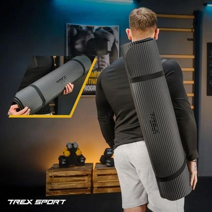 Trex Sport Mata Duża Do Ćwiczeń Jogi Pilatesu Fitness Karimata Nbr 190X80Cm Czarny - zdjęcie 3