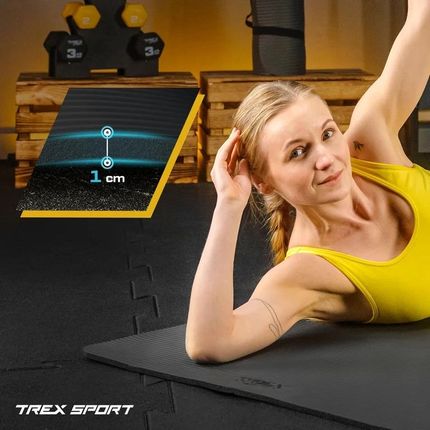 Trex Sport Mata Duża Do Ćwiczeń Jogi Pilatesu Fitness Karimata Nbr 190X80Cm Czarny - zdjęcie 2