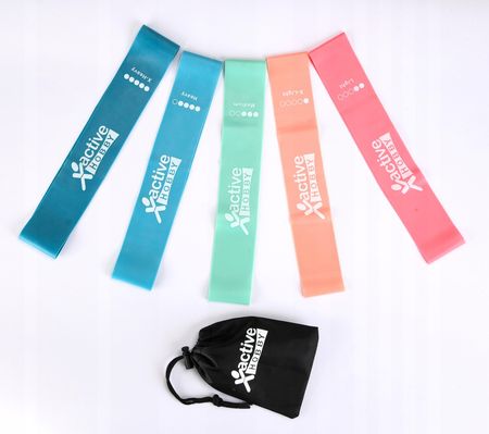 Active Hobby Zestaw 5 Gum Do Ćwiczeń Mini Band Fitness Niebieski - zdjęcie 3