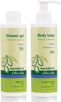 Macrovita Zestaw Olive.Elia Aura Z Bio-Oliwą I Aloesem: Naturalne Mleczko Do Ciała 200Ml + Żel Pod Prysznic