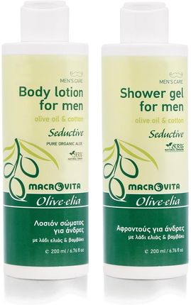 Macrovita Zestaw Olive.Elia Seductive Dla Mężczyzn: Naturalny Balsam Do Ciała 200Ml + Żel Pod Prysznic