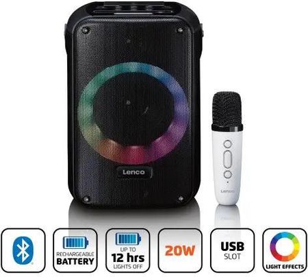 Lenco BTC-060BK 20W Karaoke LED Czarny - zdjęcie 4