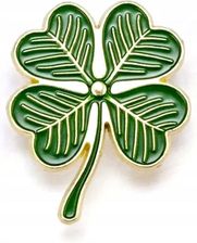 Pins przypinka Zielono-złota Koniczyna na szczęście matura egzaminy 3225